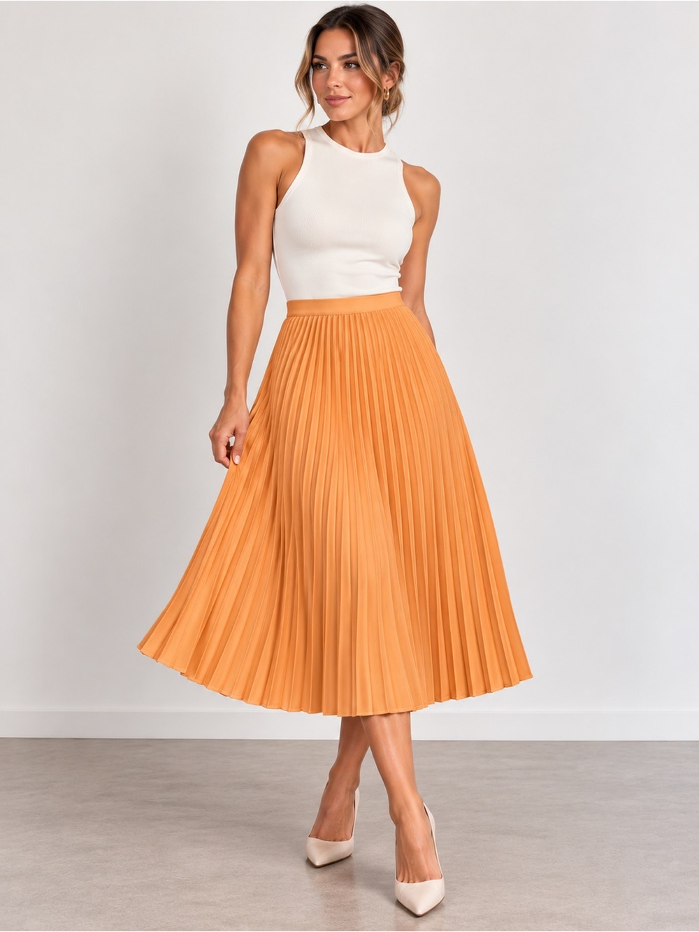 ARITZIA Babaton Pleated Midi Skirt Size Medium